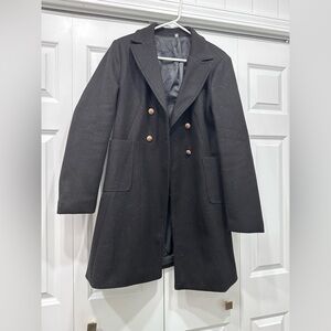 Classic Black Double-Breasted Women's peacoat